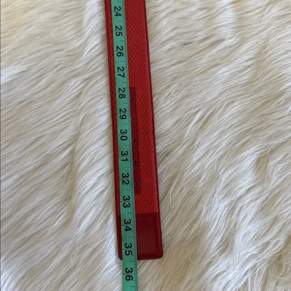 Christian Dior Vibrant Red Textured Aniline Cowhide Leather Belt Size L - Picture 12 of 14